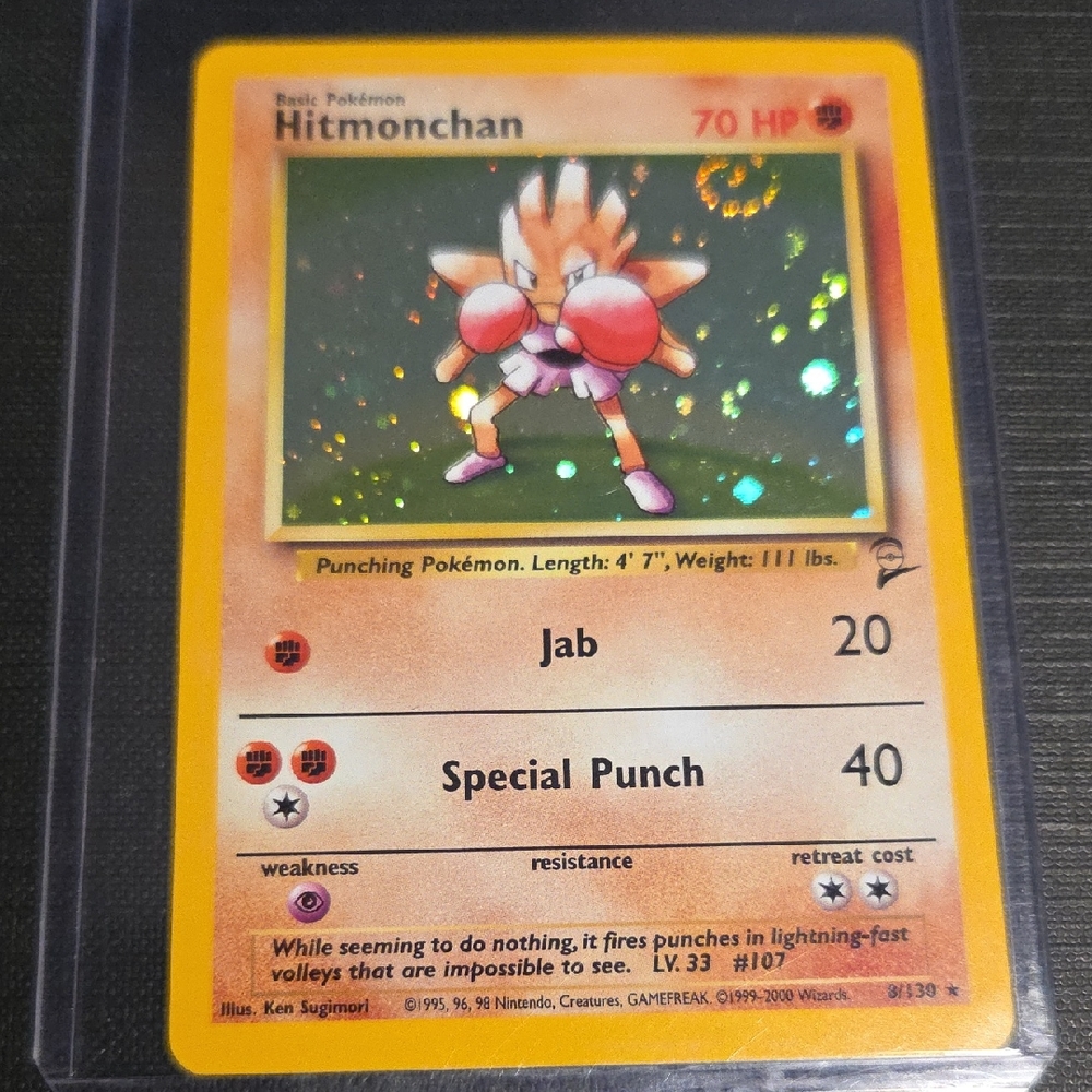 Pokemon Base Set 2 1999 Hitmonchan Rare Holo Trading Card (8/130)
